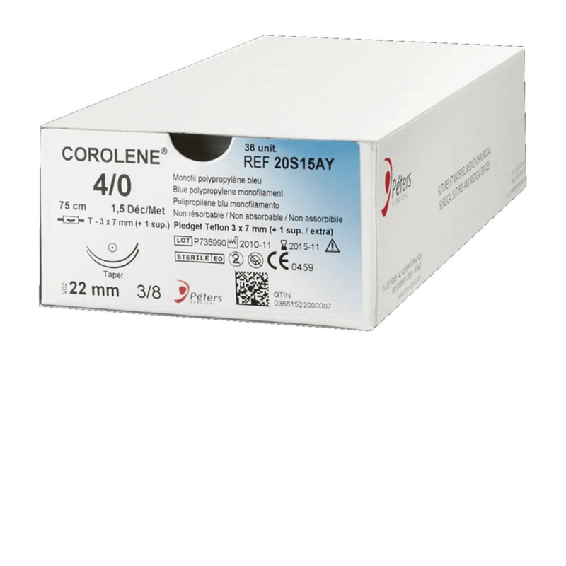 Королен (Поліпропілен), USP7/0, синій 60см, гол. колюча 2х10мм, 3/8кола, 20S05C